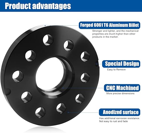 Miniatura 9 de GAsupply Espaciadores de rueda de 5 x 100 y 5 x 112, apto para Audi TT A3 A4 A6 A8 S4 S6 S8 Volkswagen Golf, espaciador forjado centrado de 0.591