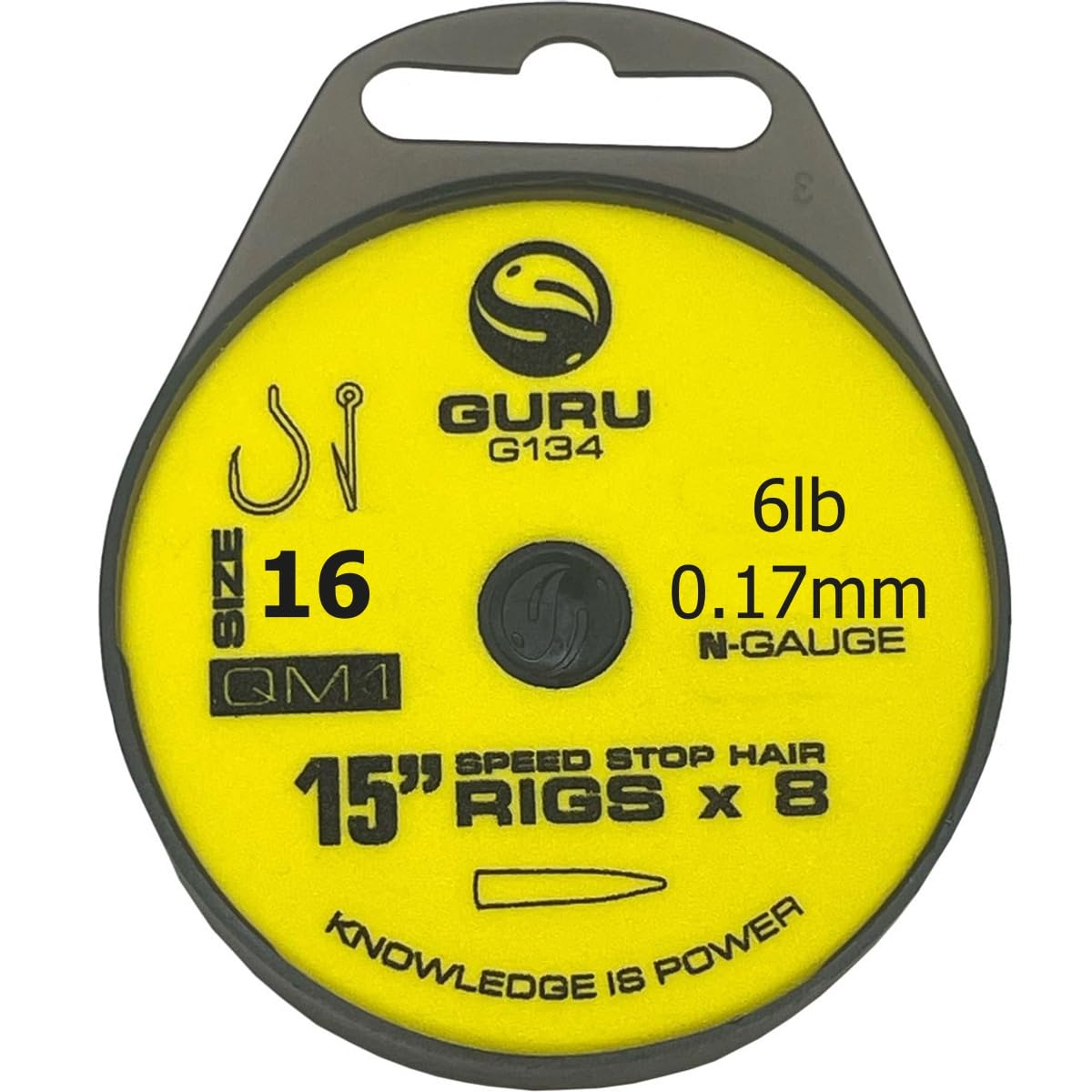 Guru QM1 15" Speed Stop Hair Rigs Barbless (Size 16 6lb)