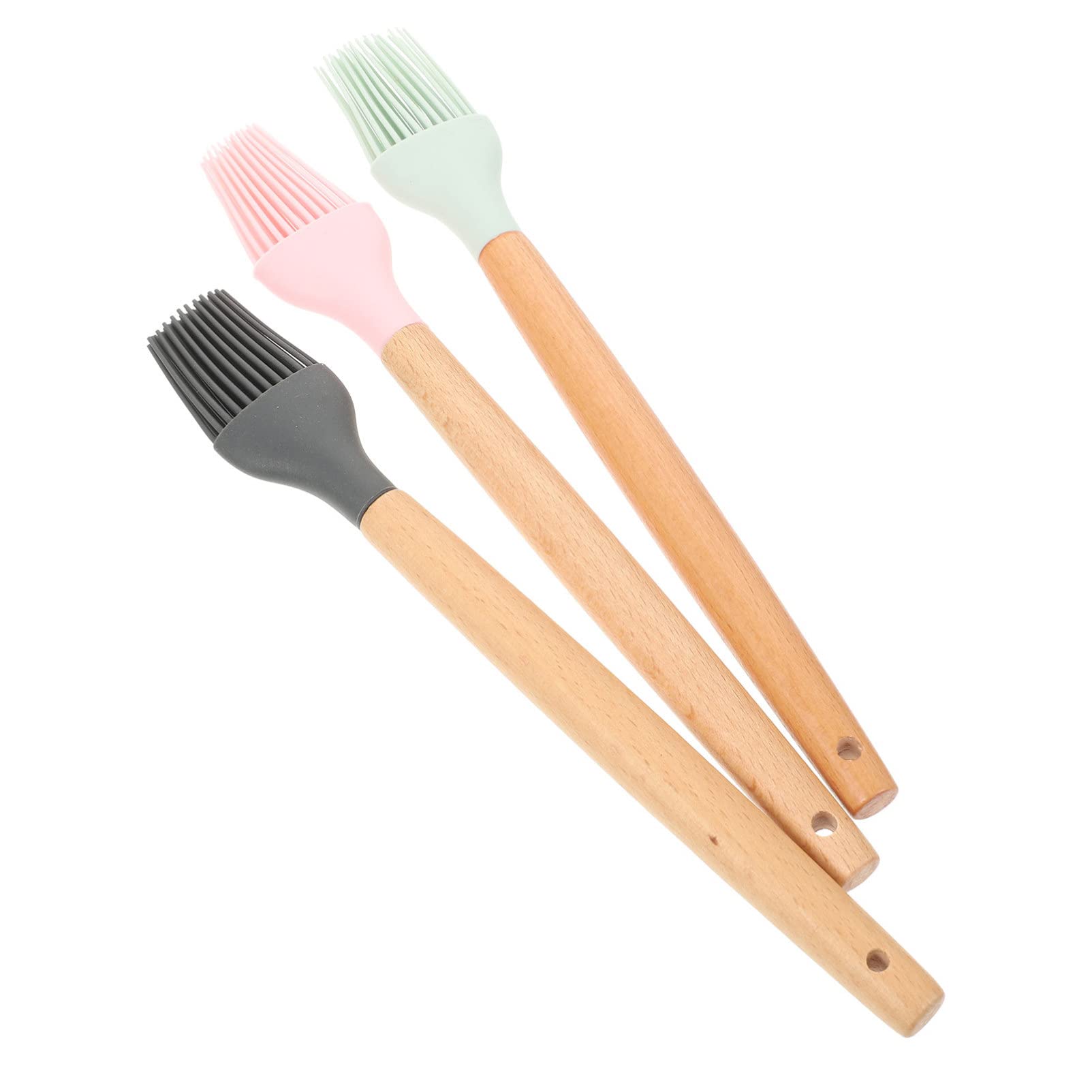 HANABASS 3pcs Silicone Basting Brush Comfortable Grip Cooking Oil Brush for Outdoor Barbecue Baking Grilling Versatile for Meats Pastries and More Grey
