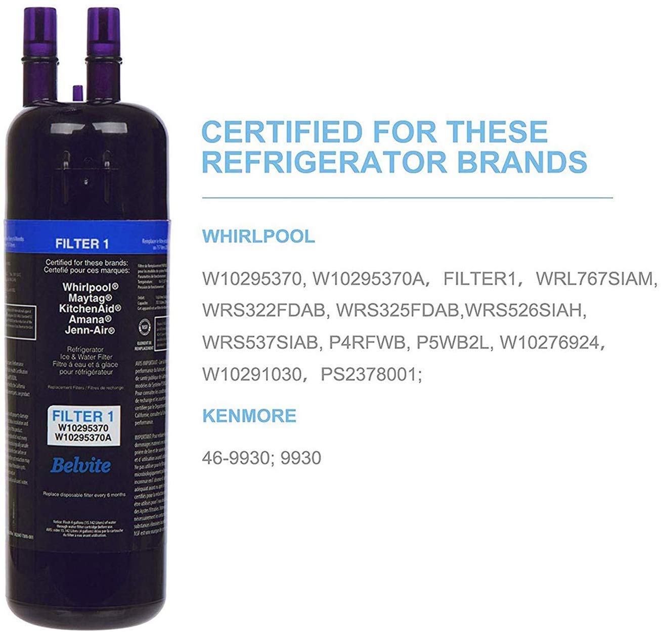 3-Pack Refrigerator Water Filter – Compatible With Whirlpool, Kenmore & More - View #3