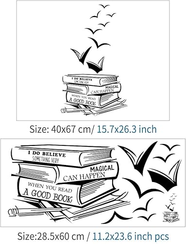 Miniatura 5 de Lchen Adhesivo decorativo para pared con texto en inglés "Book Option" (libro 3)