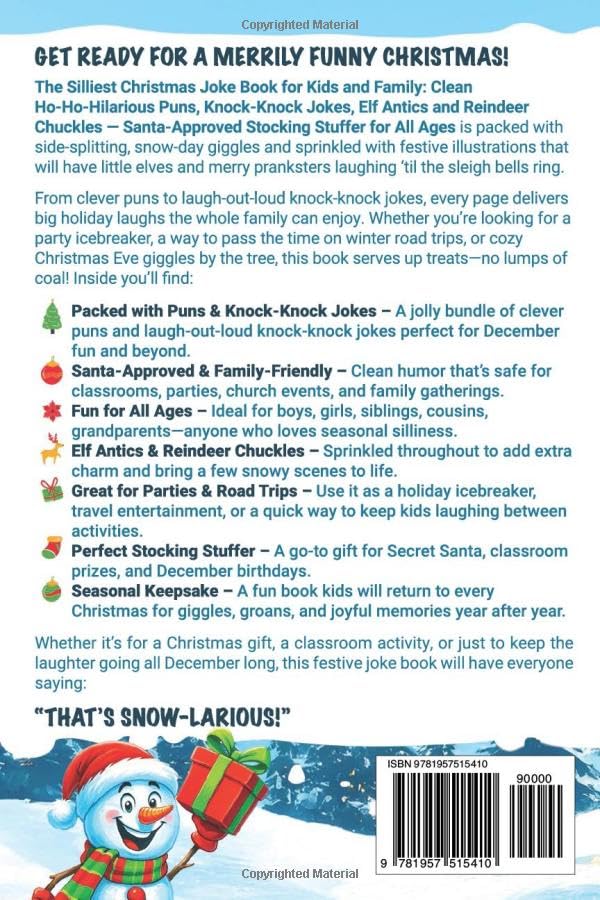 The Silliest Christmas Joke Book for Kids and Family: Clean Ho-Ho-Hilarious Puns, Knock-Knock Jokes, Elf Antics and Reindeer Chuckles: Santa-Approved ... for All Ages (Fun Christmas Books For Kids) image 3