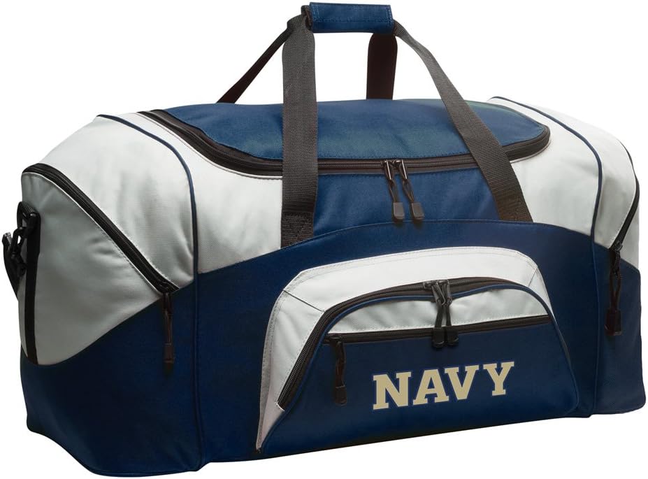 Naval Academy Duffel Bag Suitcase - Large USNA Duffle or Gear Bag Navy Logo Travel Luggage (Navy)