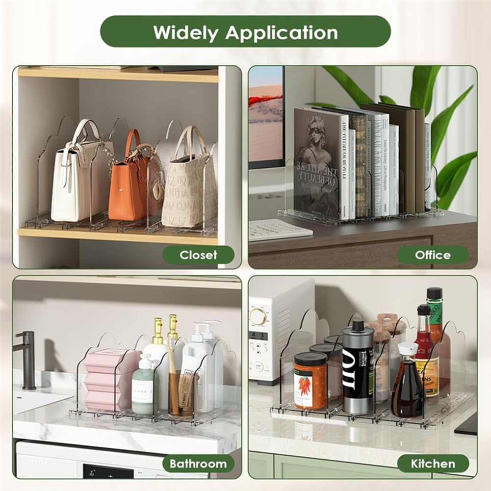 Organizador de Bolsos para Armario, Divisor de Estante Ajustable, Organizador de Bolsas Transparentes para Dormitorio y Oficina.