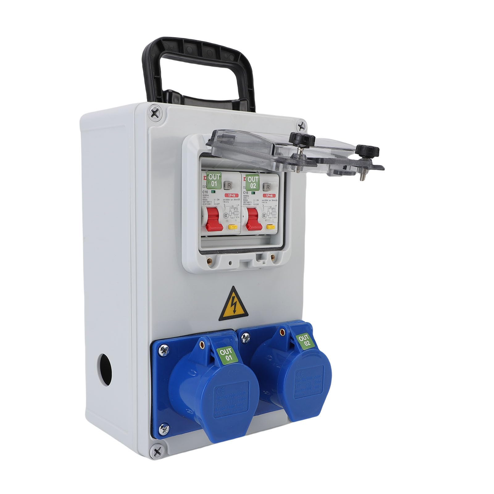 Scatola di Derivazione Industriale Portatile, Scatola di Distribuzione Presa Interruttore Elettrico con IP44-67 Impermeabile, per Cantiere di Fabbrica di Magazzino 250x150x100mm