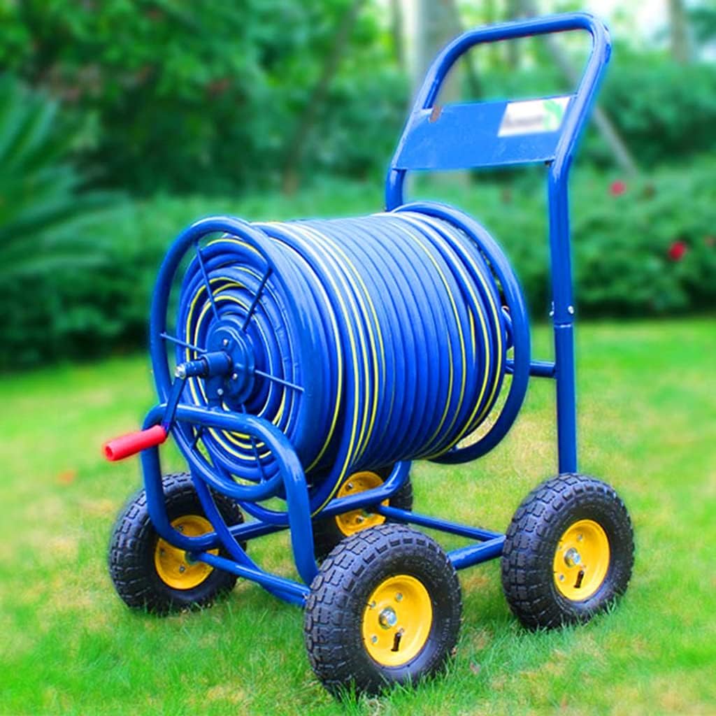Garden Hose Reel Cart,Outdoor Large Garden Hose Reel With Wheels, Household Car Wash Cleaning Water Pipe Storage Rack, Agricultural Irrigation Truck With Hose ( Color : Blue 25mm , Size : +30m pipe )