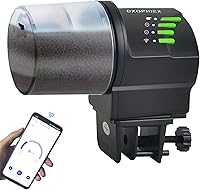 DXOPHIEX WiFi Automatic Fish Feeder for Aquarium Turtle Tank - App Schedules, Dual Power, 2 Barrels, Feeding Ring