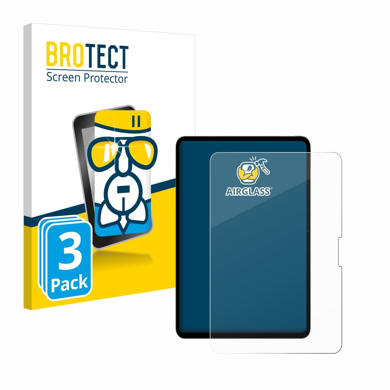 BROTECT 3 Stück Schutzglas für Apple iPad Pro 13" 2024 | Transparenter Displayschutz Made in Germany, Schutzfolie Panzer Folie Glas 9H Anti-Fingerprint Einfache Montage Clear