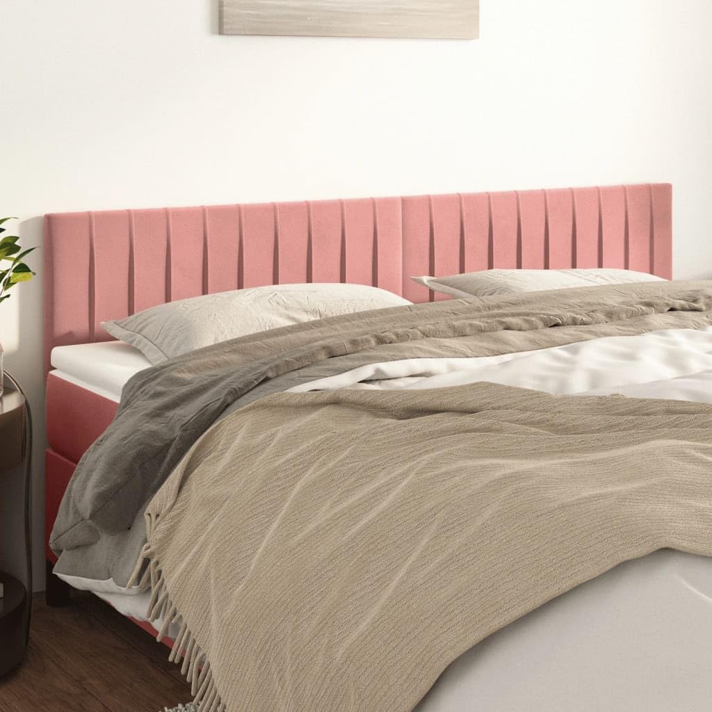 vidaXL Cabeceros Cama Tapizado Antimancha Acolchado Protector Cubierto Elástico Prueba Polvo Dormitorio de Terciopelo Rosa 160x5x78/88 cm