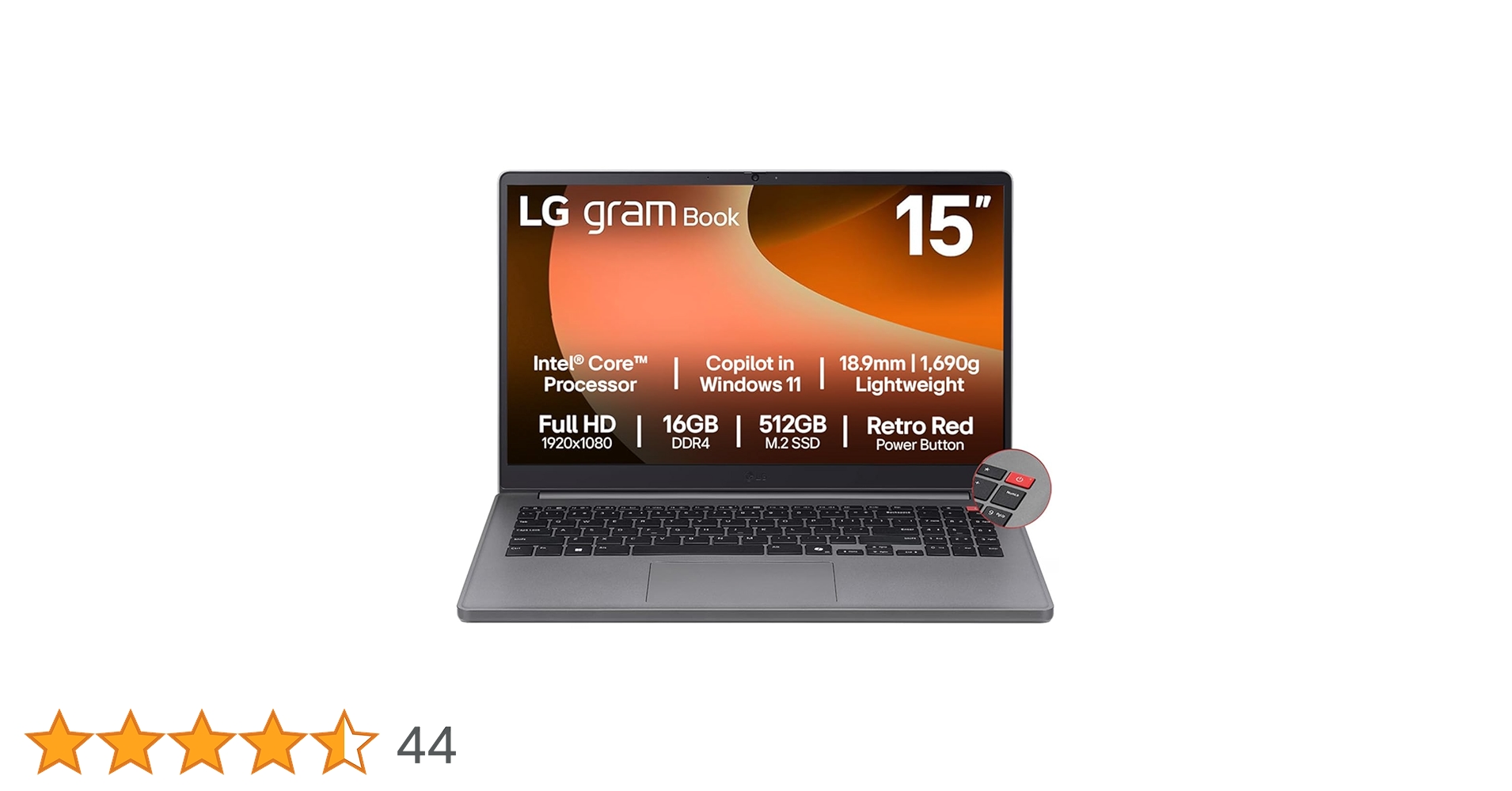 LG gram Book 15-inch Lightweight Laptop Computer, Intel Core