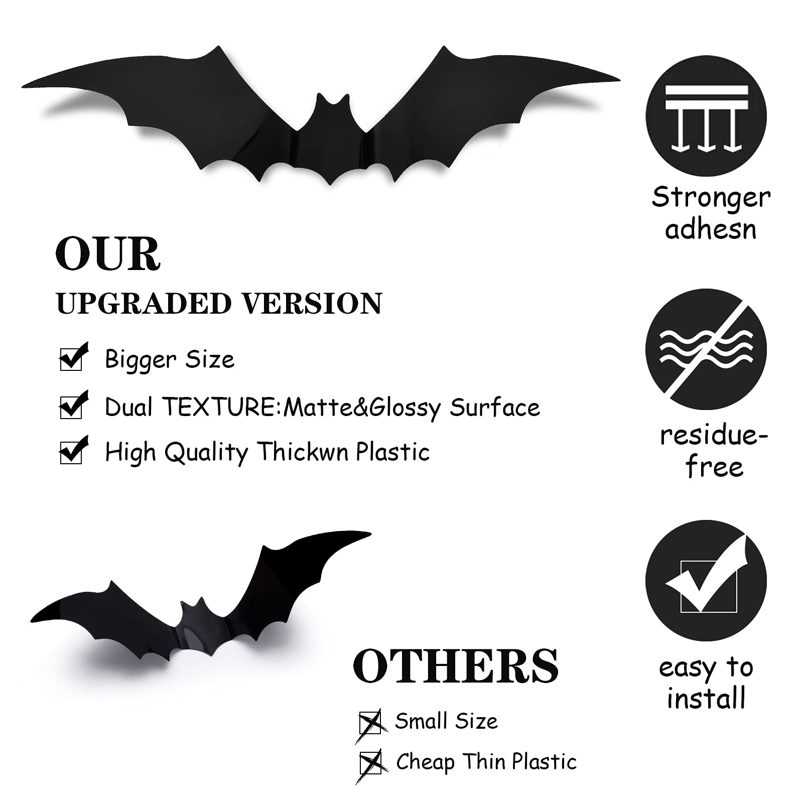 Halloween Decorations Clearance Bats 160 Pcs,Halloween Decorations Indoor Clearance,Halloween Decor Wall Decor,Bats Halloween Decorations Outside Clearance for Bedroom Halloween Party Decorations