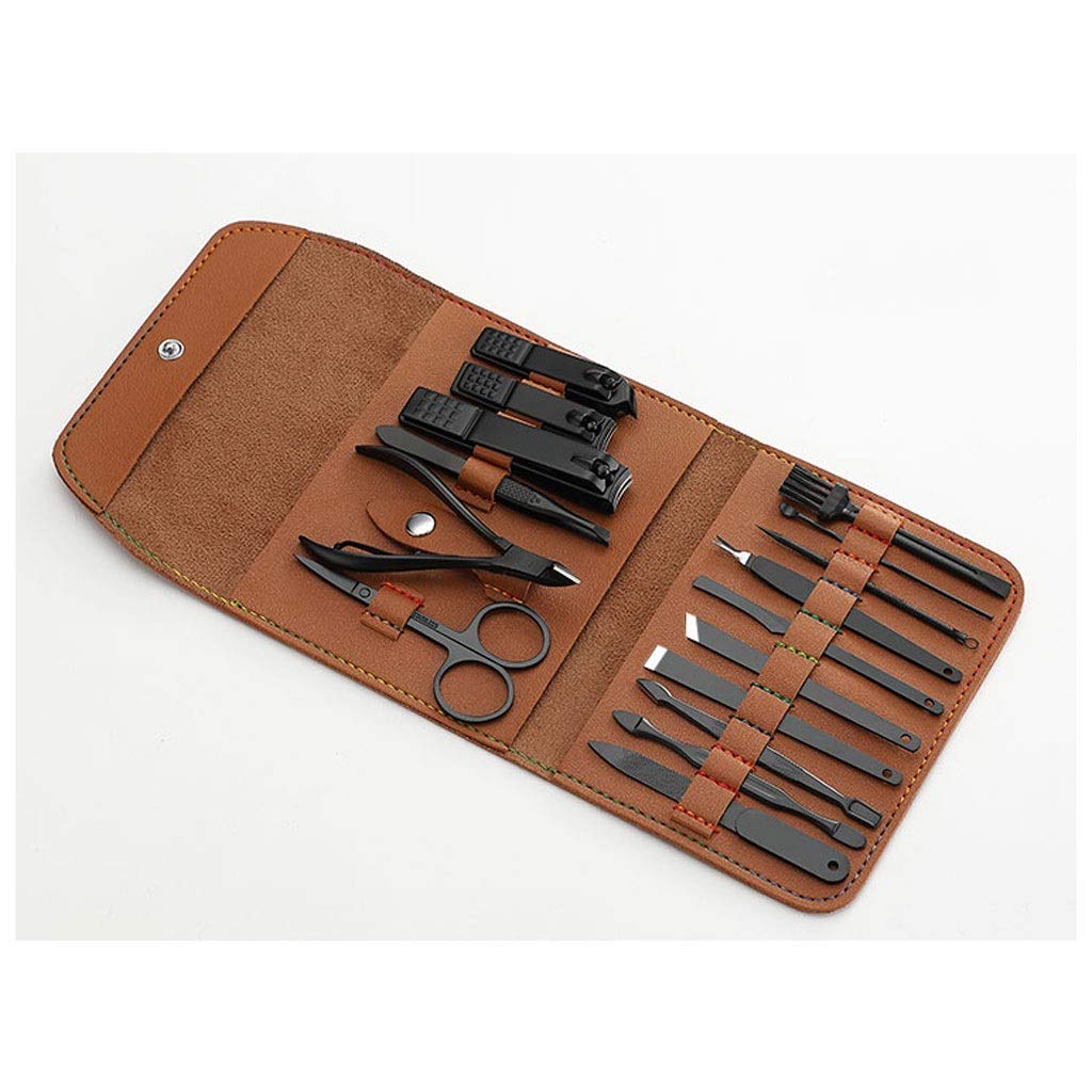 Nägelkleidung reparieren, Nagelpflege-Maniküre-SetKit Pediküre-Pflegewerkzeuge-EdelstahlNagelknipser/Pediküre-Set Herren-Nagelknipser-Set aus Spezialkohlenstoffstahl Schwarzes Ohrpick-Werkzeug Haushal