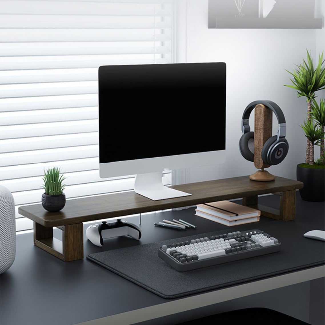 Amazon.co.jp: MJKQ9 Monitor Stand, Wooden Laptop Stand, Computer Stand ...