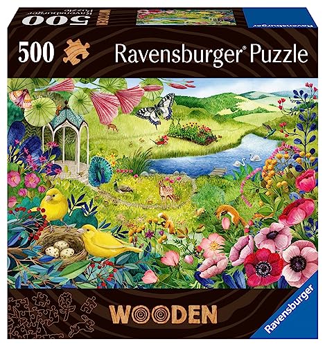 Ravensburger Nature Garden500-Piece Vibrant Wooden Jigsaw Puzzle | Stress-Reducing Fun | Eco-Friendly Materials | Whimsical Pieces