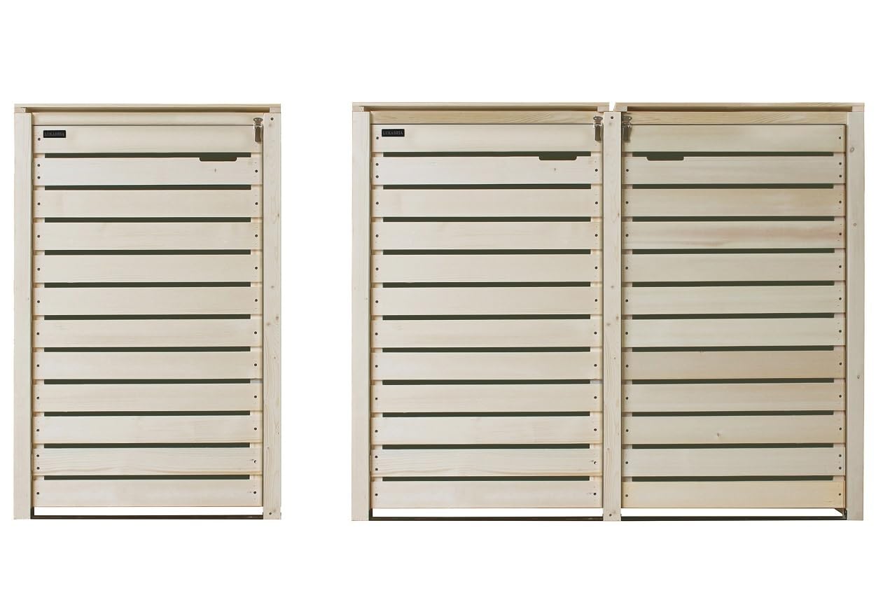 Mülltonnenbox Heide Mülltonnenverkleidung Verkleidung aus Holz 240L naturbelassen Müllcontainer Mülltonnenschrank Mülltonne (3 Tonnen)