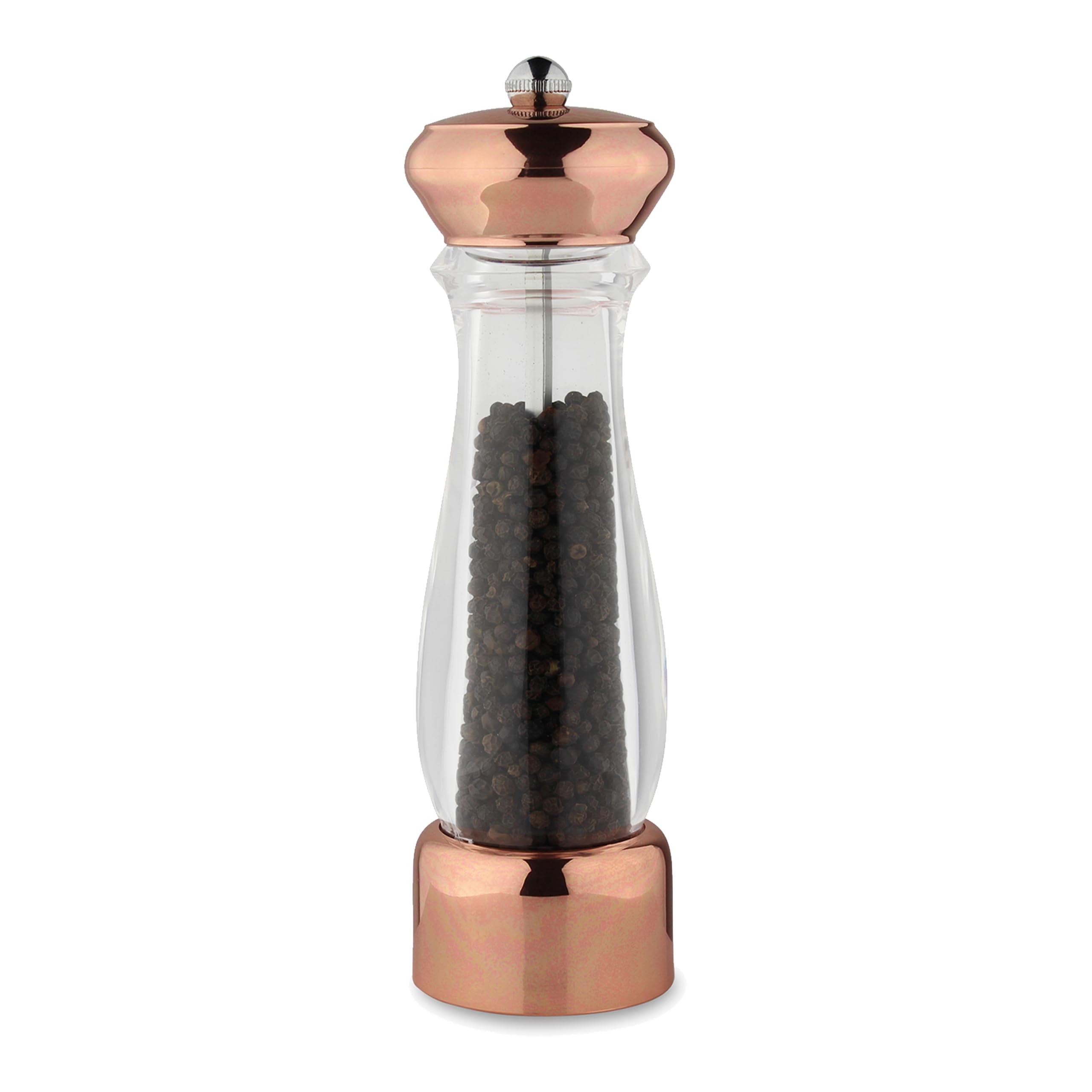Grunwerg Copper Salt Or Pepper Mill & Acrylic, Durable Ceramic Grinding Mechanism Scandinavian Bpa Free 6 Cm X 6 Cm X 21 Cm