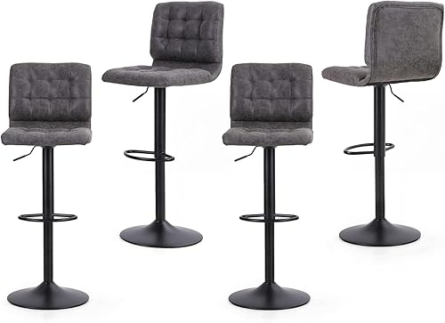 Miniatura 7 de Sophia &amp; William Clearance - Juego de 2 taburetes de bar giratorios ajustables de altura de mostrador con respaldo, taburetes de bar altos de piel