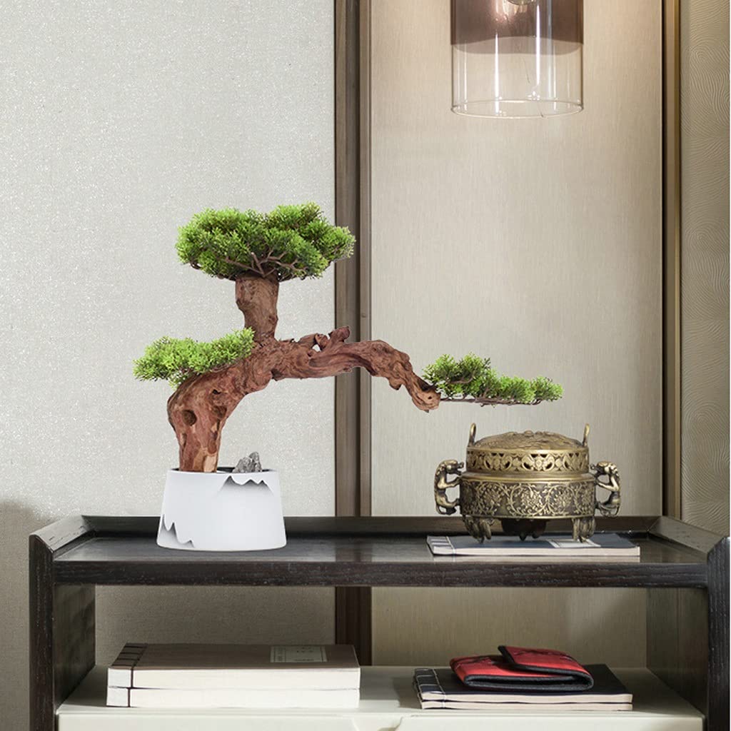 Plantas Artificiales Simulación Bienvenido Adornos de Pino Podocarpus Potted Plantas Salón Porche Coffee Table Mesa Frente Recepción Artificial Bonsai Adecuado Falsas en Ma