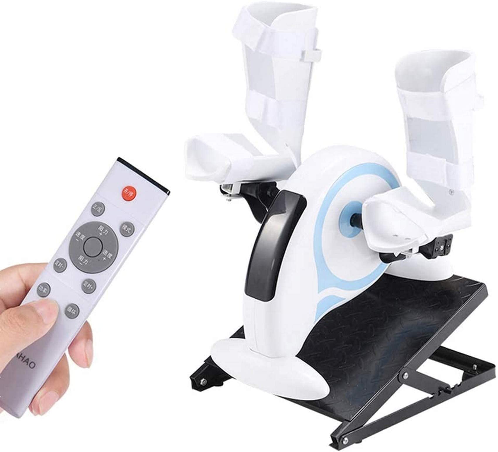Pedaliera elettrica per Mini Cyclette con Sedile e Resistenza Regolabili, pedaliera per Riabilitazione postoperatoria con Display LCD, Il Monitor Legge velocità, Distanza, Tempo (F)