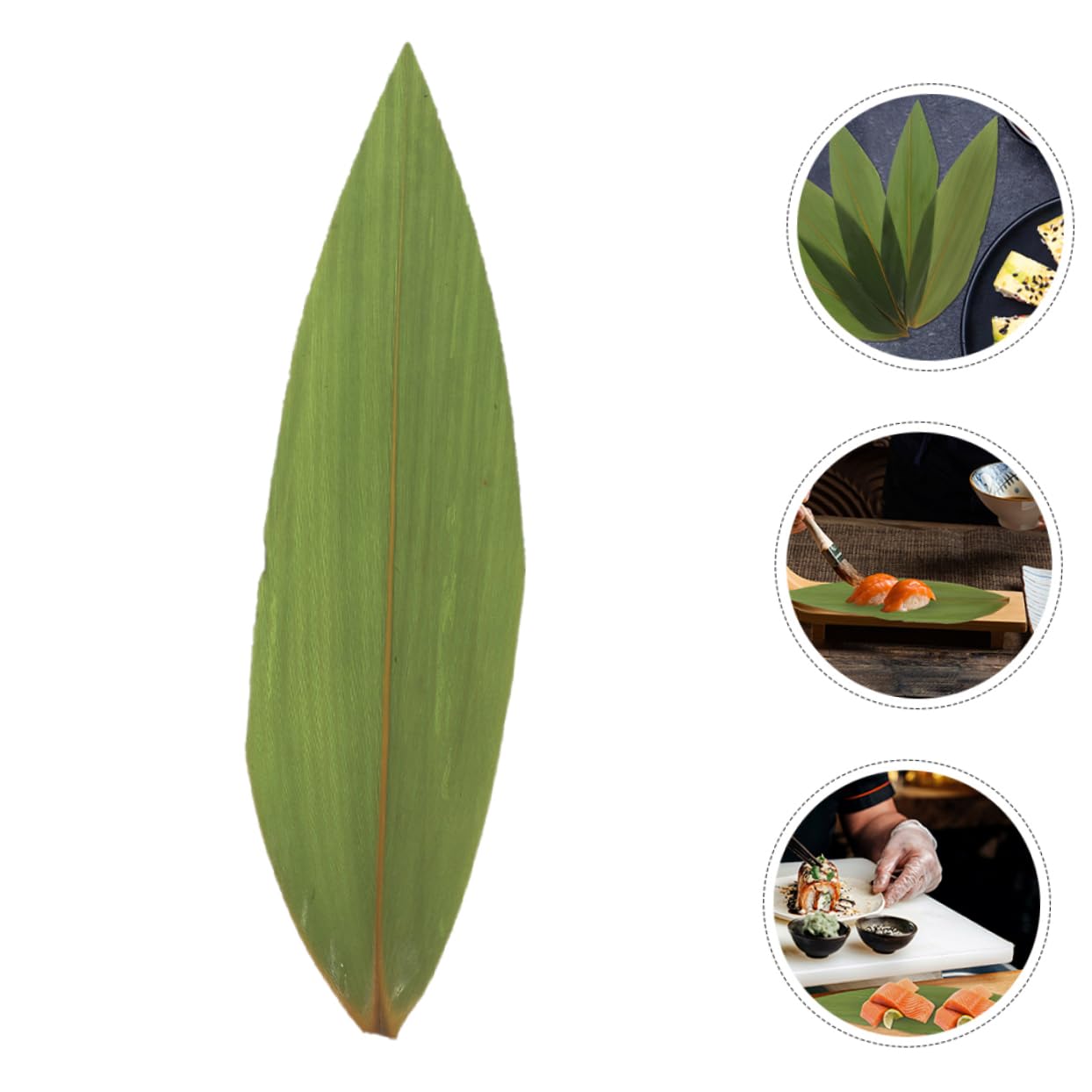 Gatuida 200pezzi Foglie di bambù per Sushi e Sashimi Foglie Decorative Vassoio per Sushi Giapponese Decorazione per Barche Forniture per Ristoranti