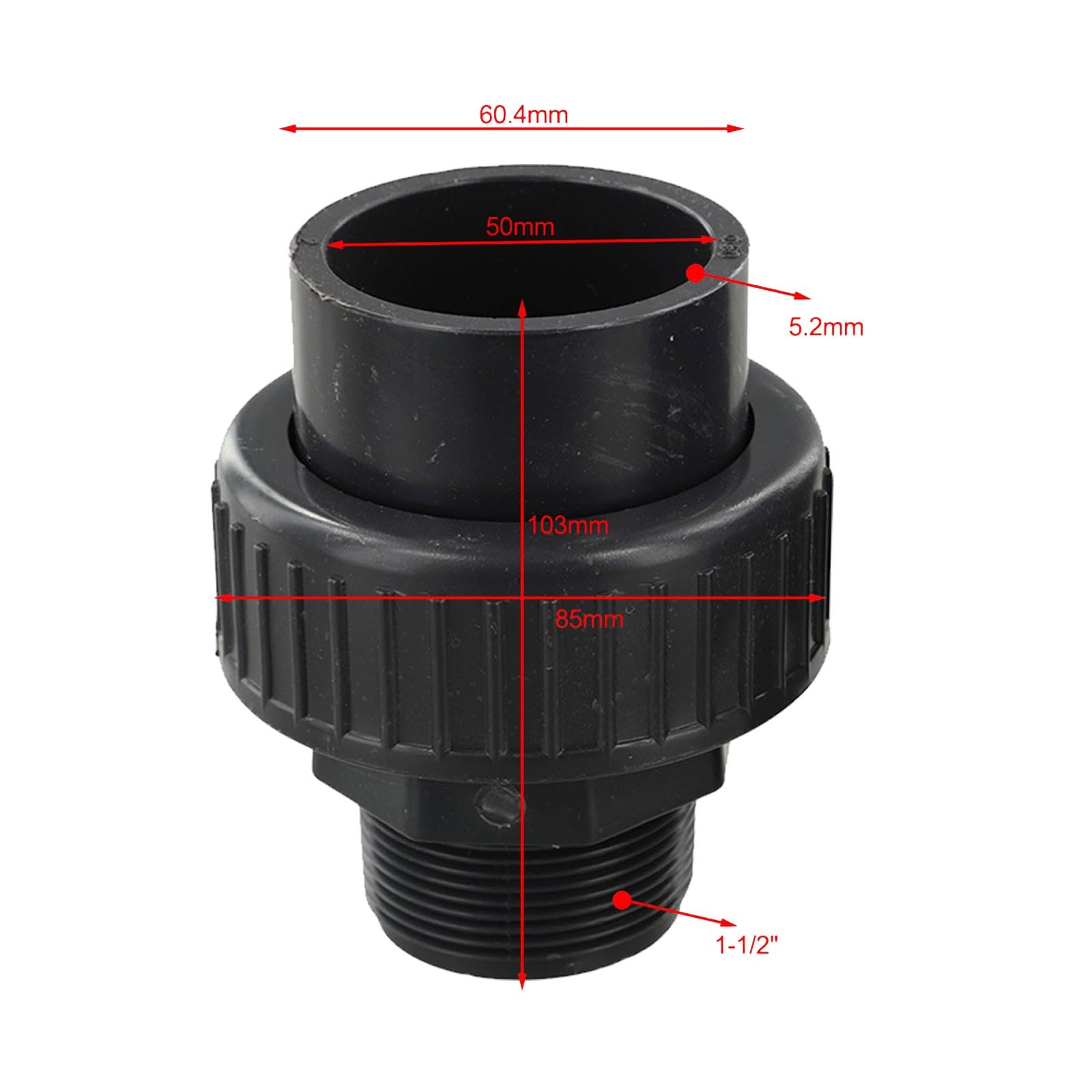 Conector de bomba de piscina de unión de rosca externa, 2 unidades, ajuste de conexión rápida de PVC para bomba de spa y tubería, color negro
