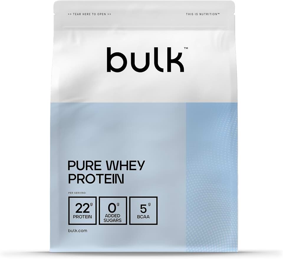 Bulk Pure Whey Protéine en Poudre, Cookies Chocolat, 22g Protéines et 5g BCAA portion, Shake de Whey, Faible en sucre, Favorise la croissance et la récupération musculaires, Mélange facile, 1kg