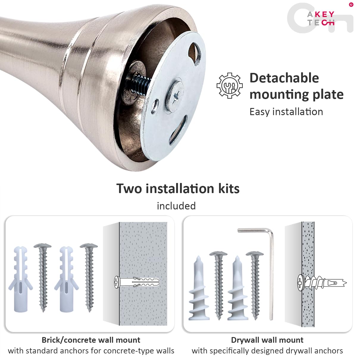 Staffe per aste per tende resistenti da parete, 15,2 cm, regolabili, extra lunghe, supporto per tende pesanti, 2 pezzi, accessori estesi per montaggio a parete, set di due ganci in nichel spazzolato