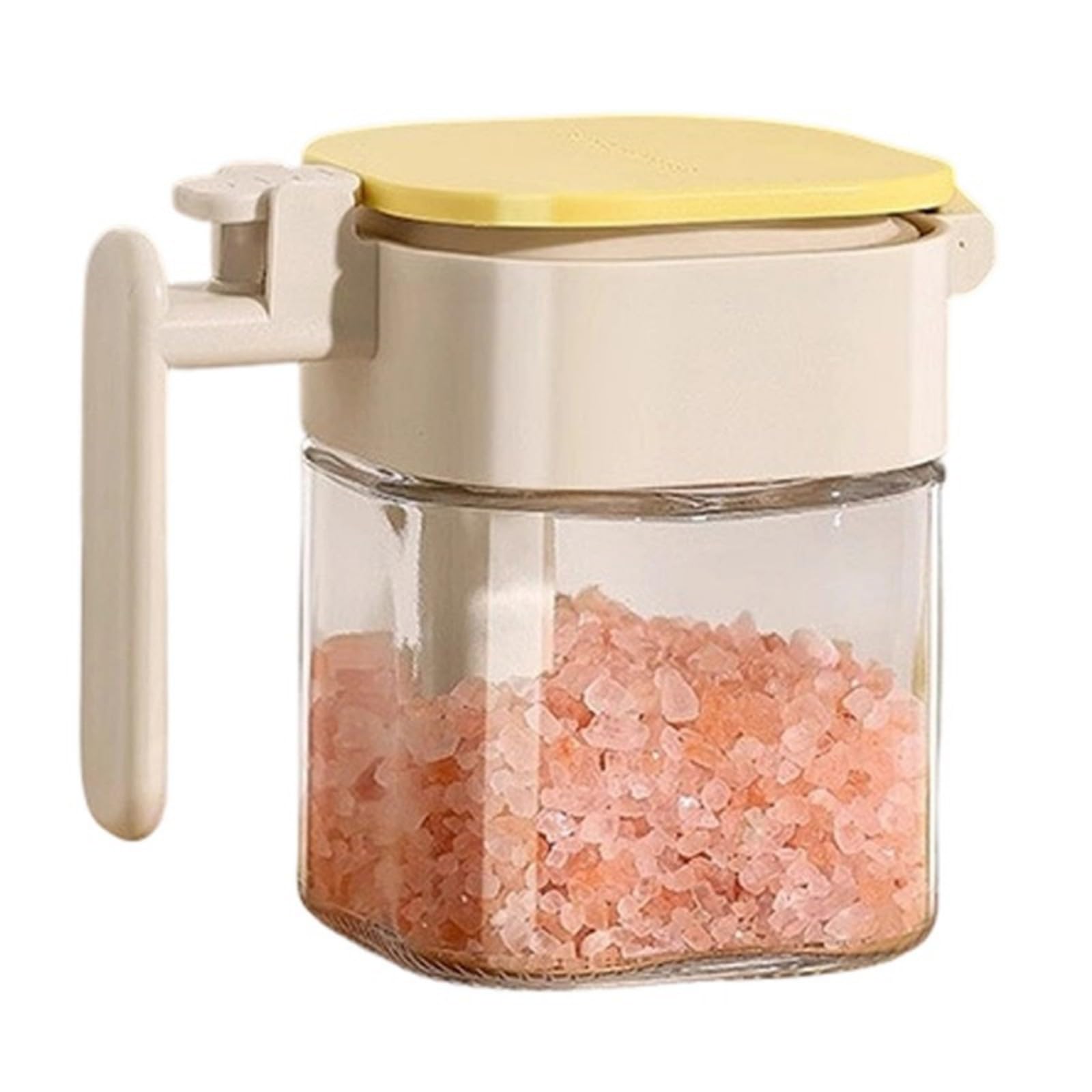 Asukohu Premium Glass Condiment Jar with Detachable Spoon and Sealed Lid Clear Seasoning Container for Salt Pepper Sugar Box Glass Seasoning Jar