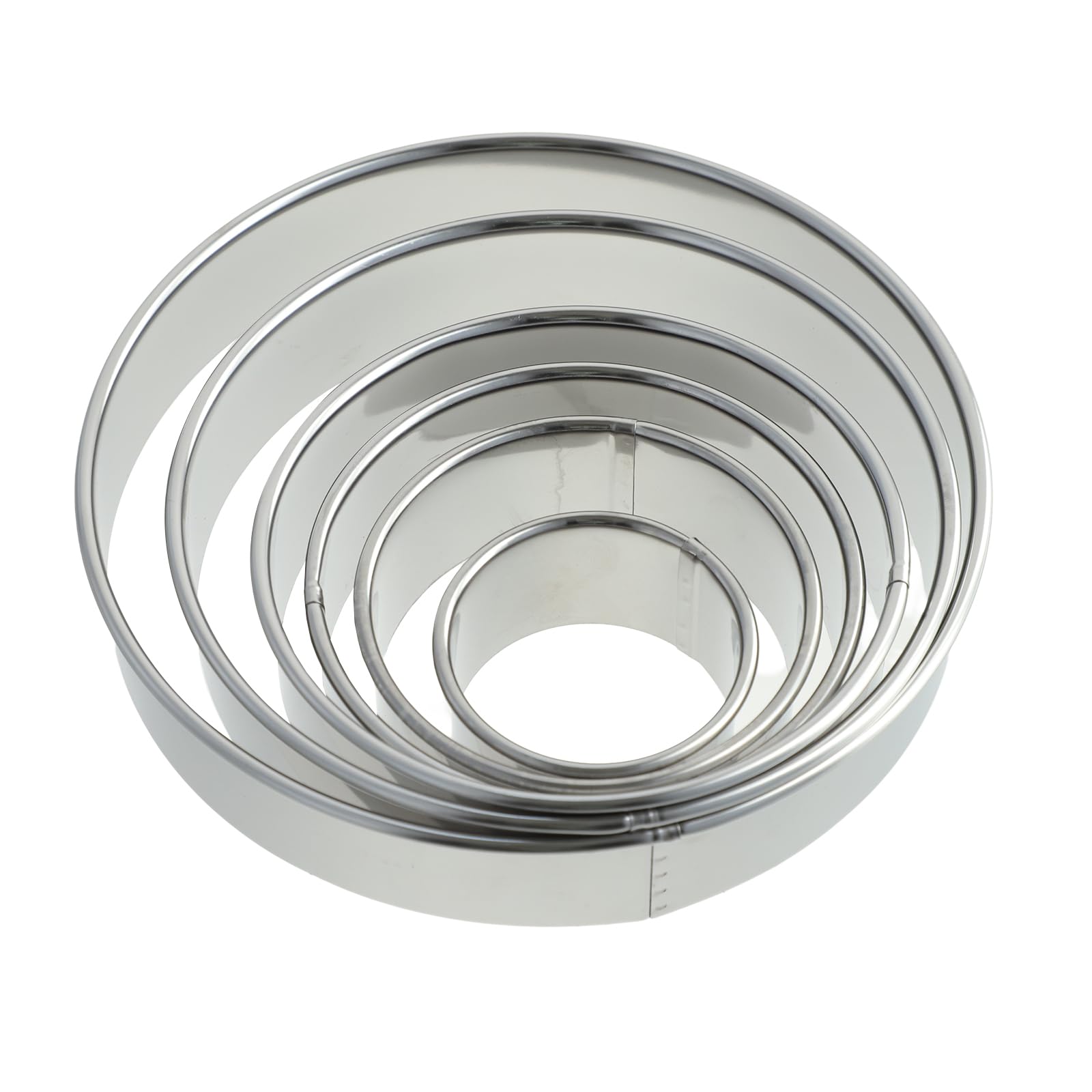 6 Stück Runde Ausstechformen Set (2, 3, 3,5, 4, 5, 6 Zoll), große Edelstahl hausgemachte Kreisausstecher Donut Ausstecher zum Backen, Kuchen, Kekse, Sandwiches, Gebäck