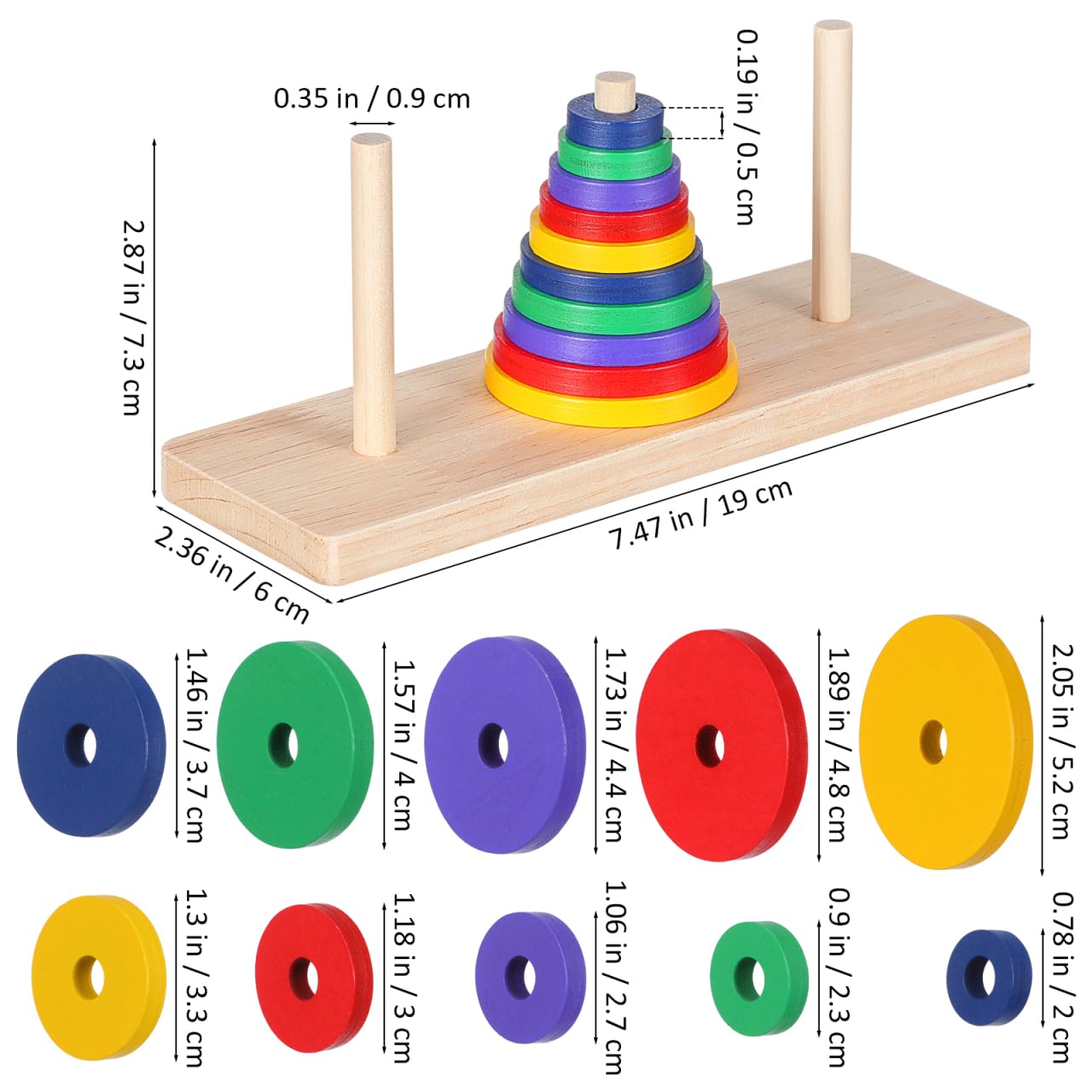 Gadpiparty Cerebro De Madera De Hanoi - Rompecabezas Mentales para Adultos Lu Ban Puzzle Pelota Desbloquear - Juego De Mesa Clásico De Madera