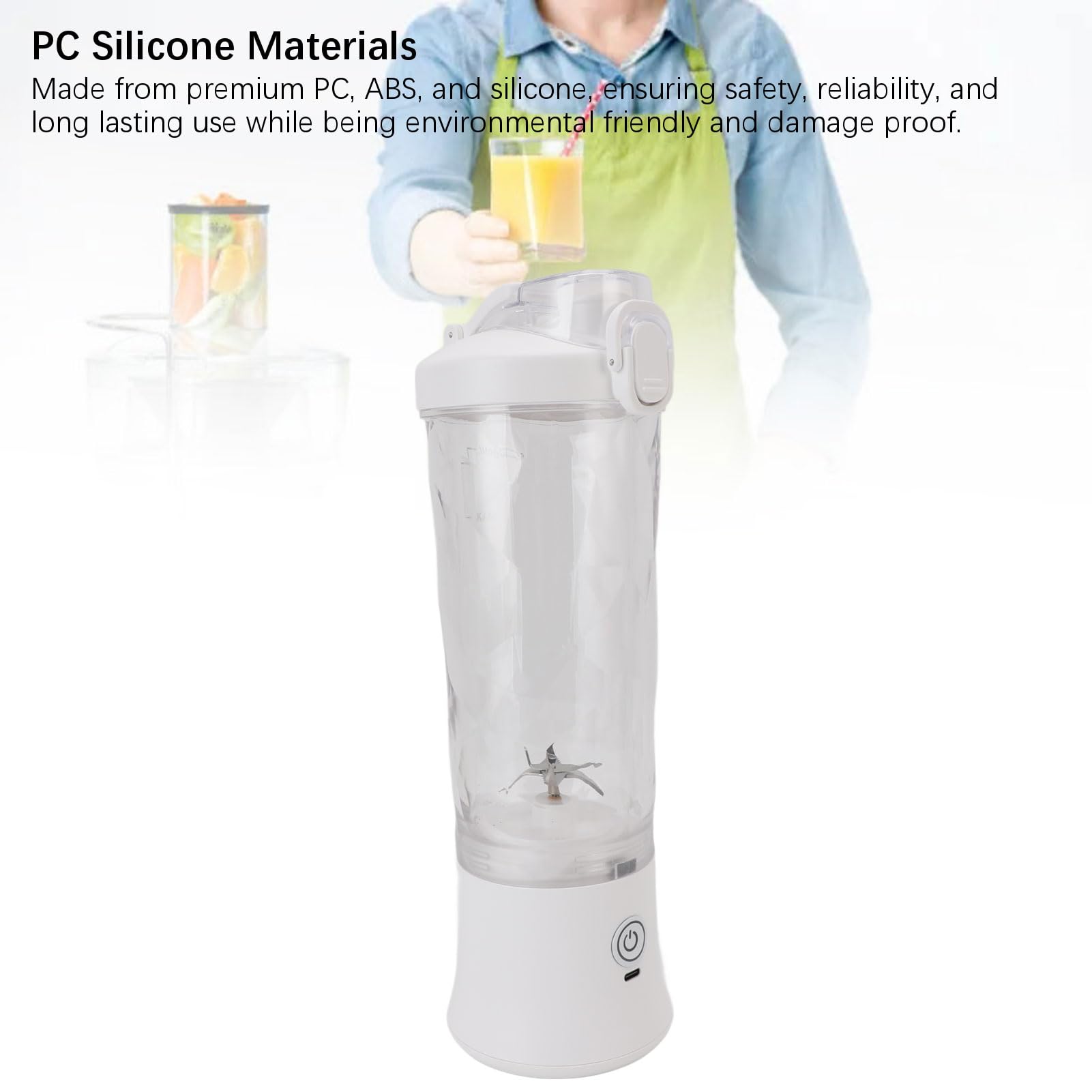 Mini Taza Potente del Juicer de la Licuadora Portátil 600ml para los Viajes y el Gimnasio con la Luz del RGB