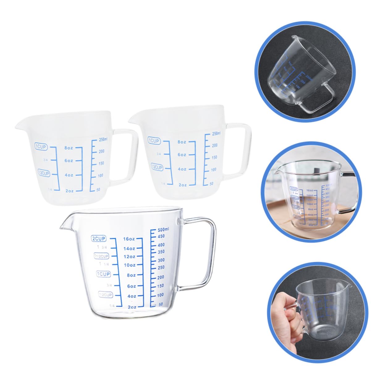OUNONA 3 Uds Taza Medidora De Vidrio Recipiente Para Crema De Jarra De Cocina Jarra De Jarra De Jarra Pequeña Taza Medidora Taza Medidora De Vidrio Jarra De Vidrio Taza