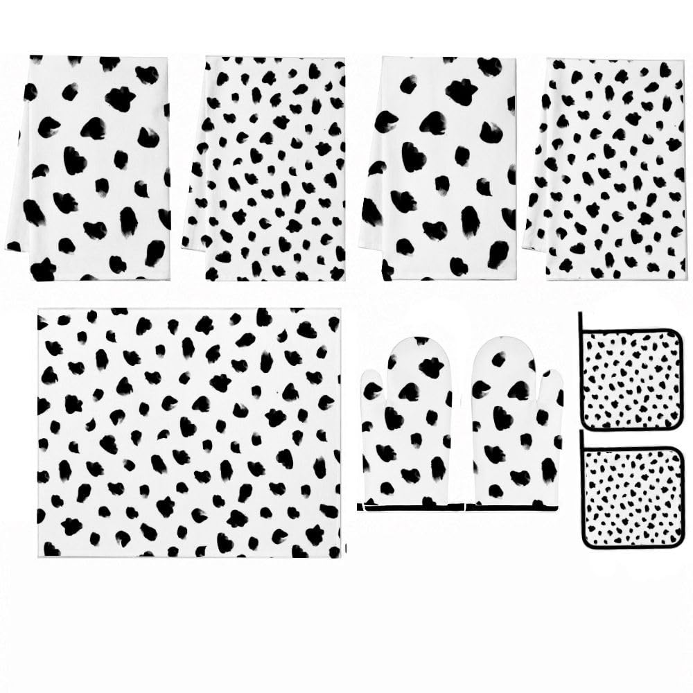 9PCS Dalmata Spot Print Cucina Decor e Accessori Set