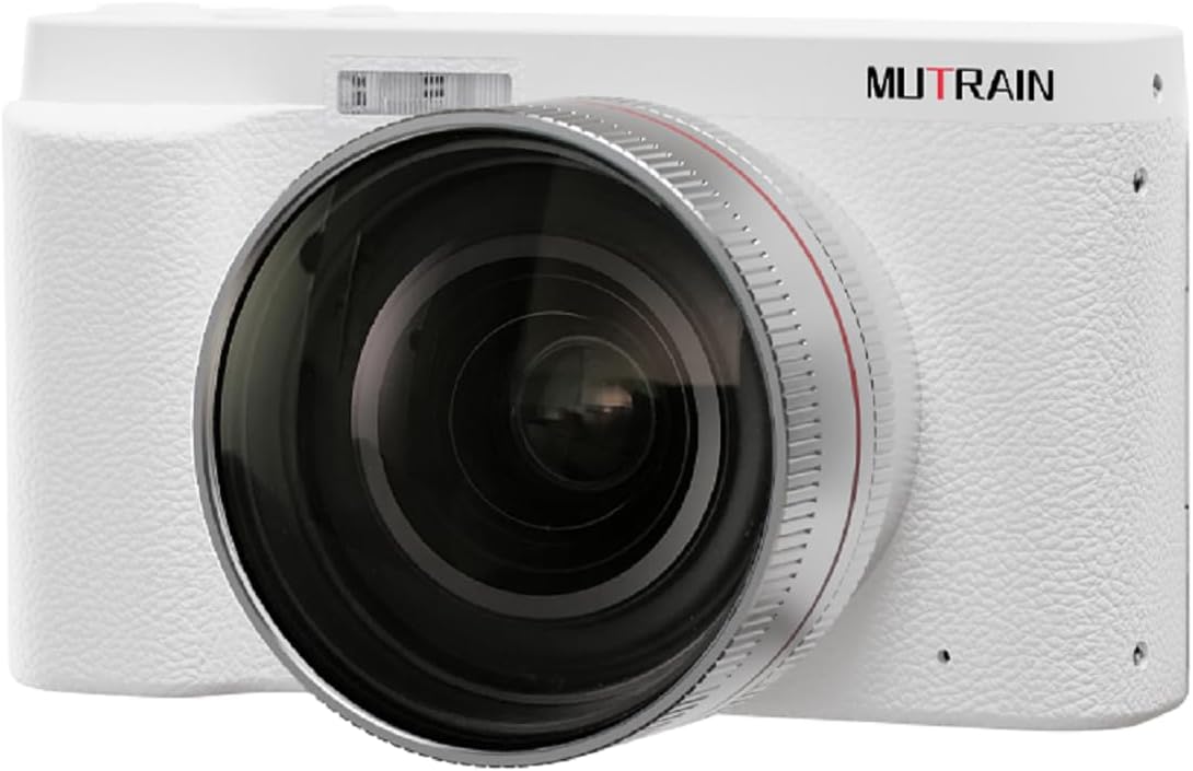 MUTRAIN Flip Screen Digital Point and Shoot Android Camera, 1080P Photography Practice, White,M10,32G with Lens.