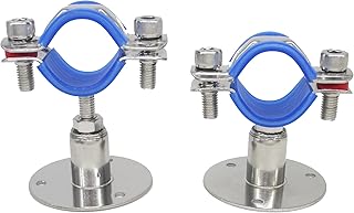 Stainless Steel Wall Mount Ceiling Mount Pipe Supports, Adjustable Pipe Bracket Clamp Pipe Strap for Dia 32mm (1 inch) Pipe Tube Short Type, Set of 2