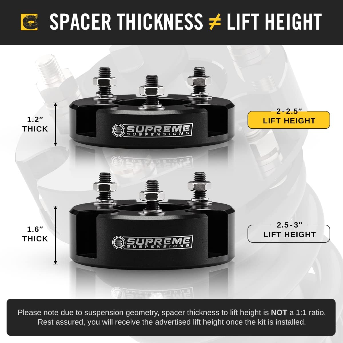 Supreme Suspensions - Full Lift Kit for 2005-2022 Nissan Frontier 2005-2015 Nissan Xterra and 2009-2012 Suzuki Equator 2" Front Lift Strut Spacers + 2" Rear Lift Shackles 2WD 4WD (Black)