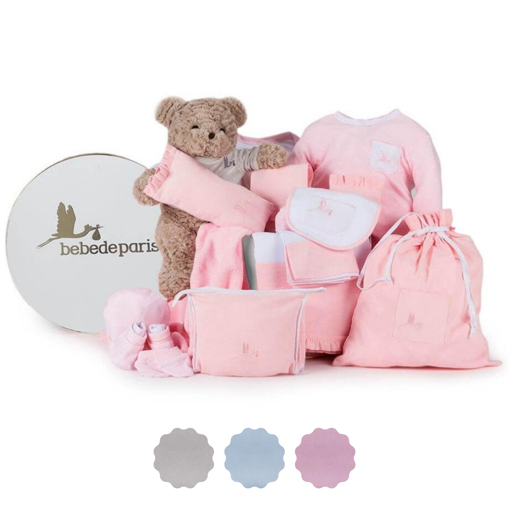 Korb Geburt komplett Klassische Rosa | BebeDeParis