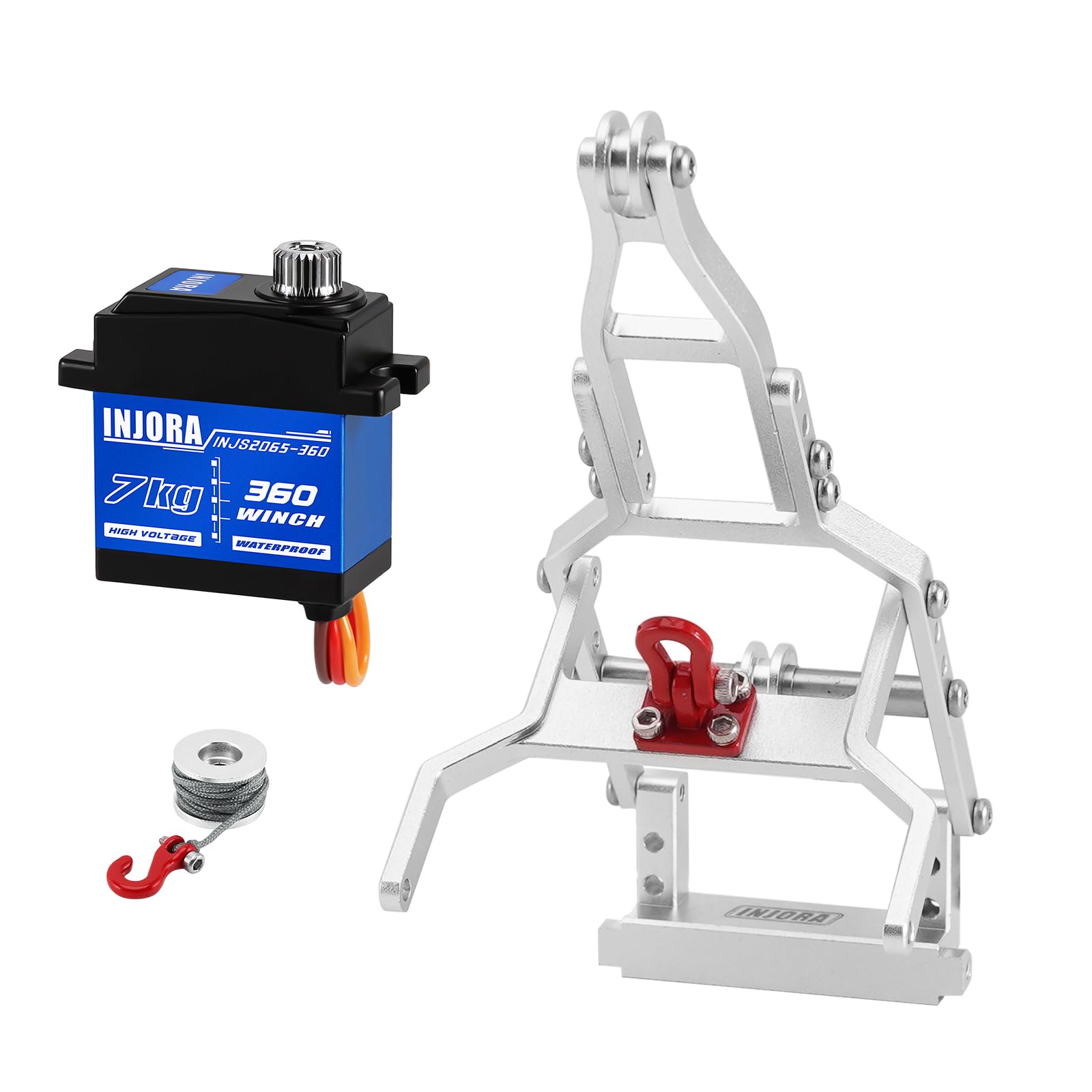 INJORA Servo Impermeable INJS2065-360 7KG con Cabrestante & Kit de Grúa para Camión de Remolque para TRX4M 1/18