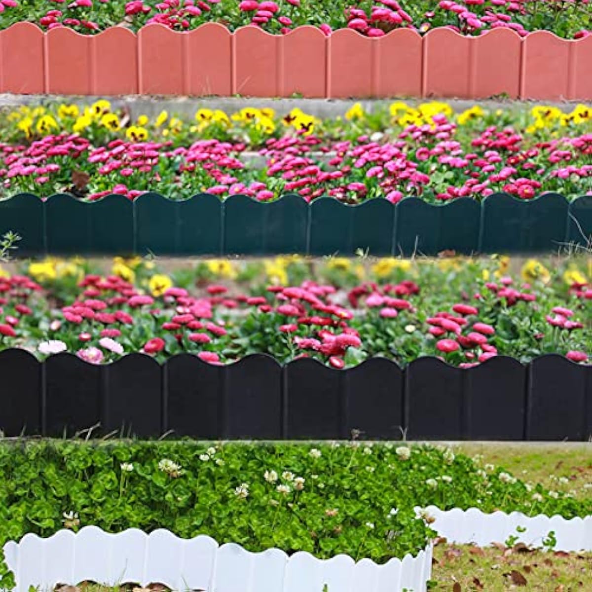 まとめ割り Liu 小さな柵 プラスチック製の木材効果の個の庭のフレーム芝生のフレーム植物花壇フェンス植物の山 スプライシングフェンス 在庫一掃セール Www Civilittee Hu Com