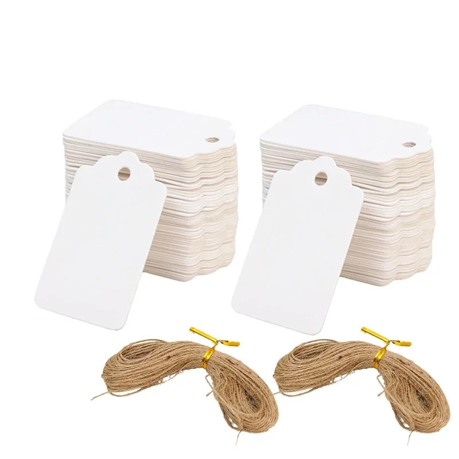 1000 etichette per prezzi con cordino, in carta kraft, con cordino, fronte/retro, cartellino del prezzo, per matrimoni, vacanze, Ringraziamento, imballaggi, decorazioni per abbigliamento, gioielli