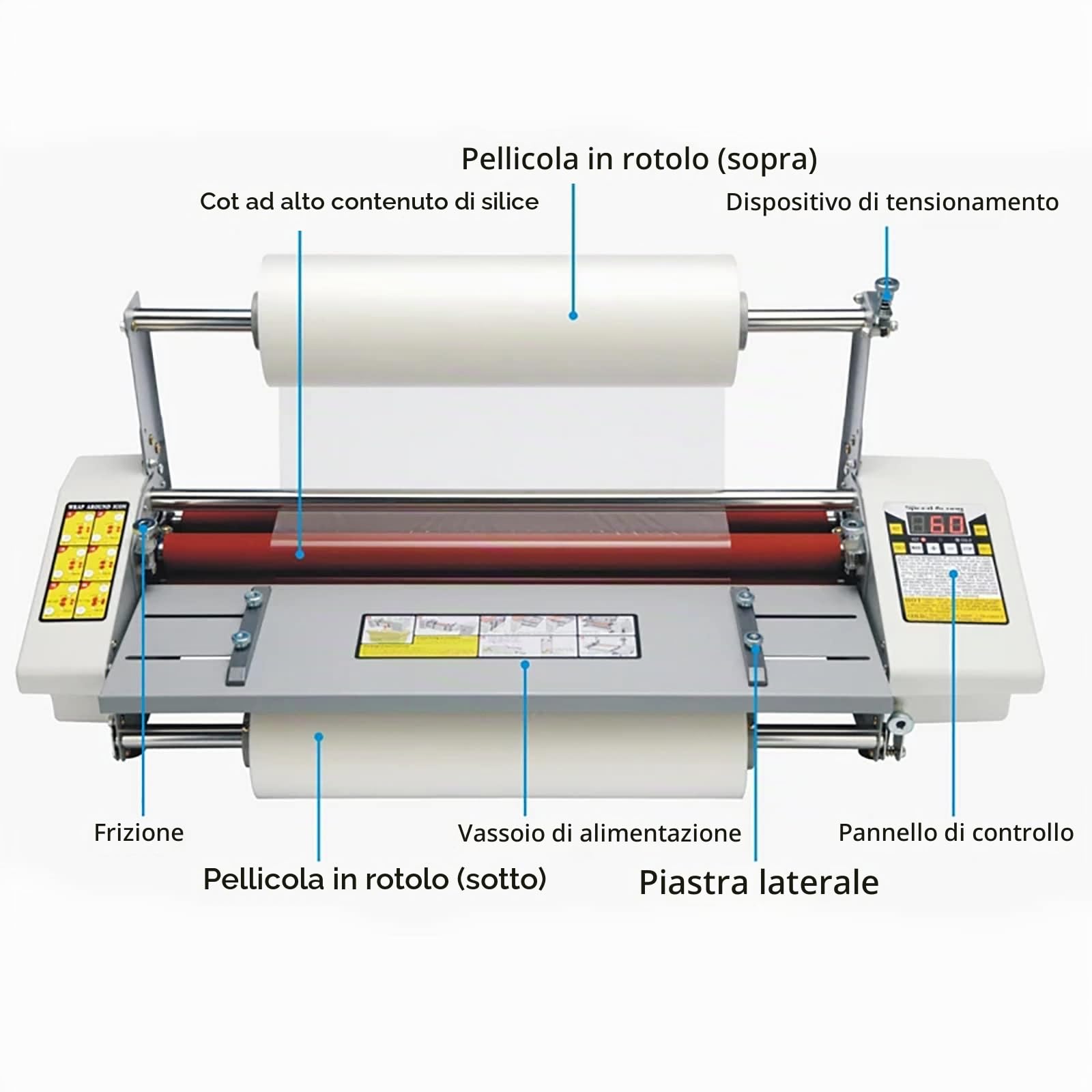 Laminatrice per Film a Freddo A2+ Macchina per Laminazione su Un Lato E su Entrambi I Lati, Temperatura 0°C-180°C, velocità Regolabile, con Display Digitale LCD, per Documenti, Foto, Carte