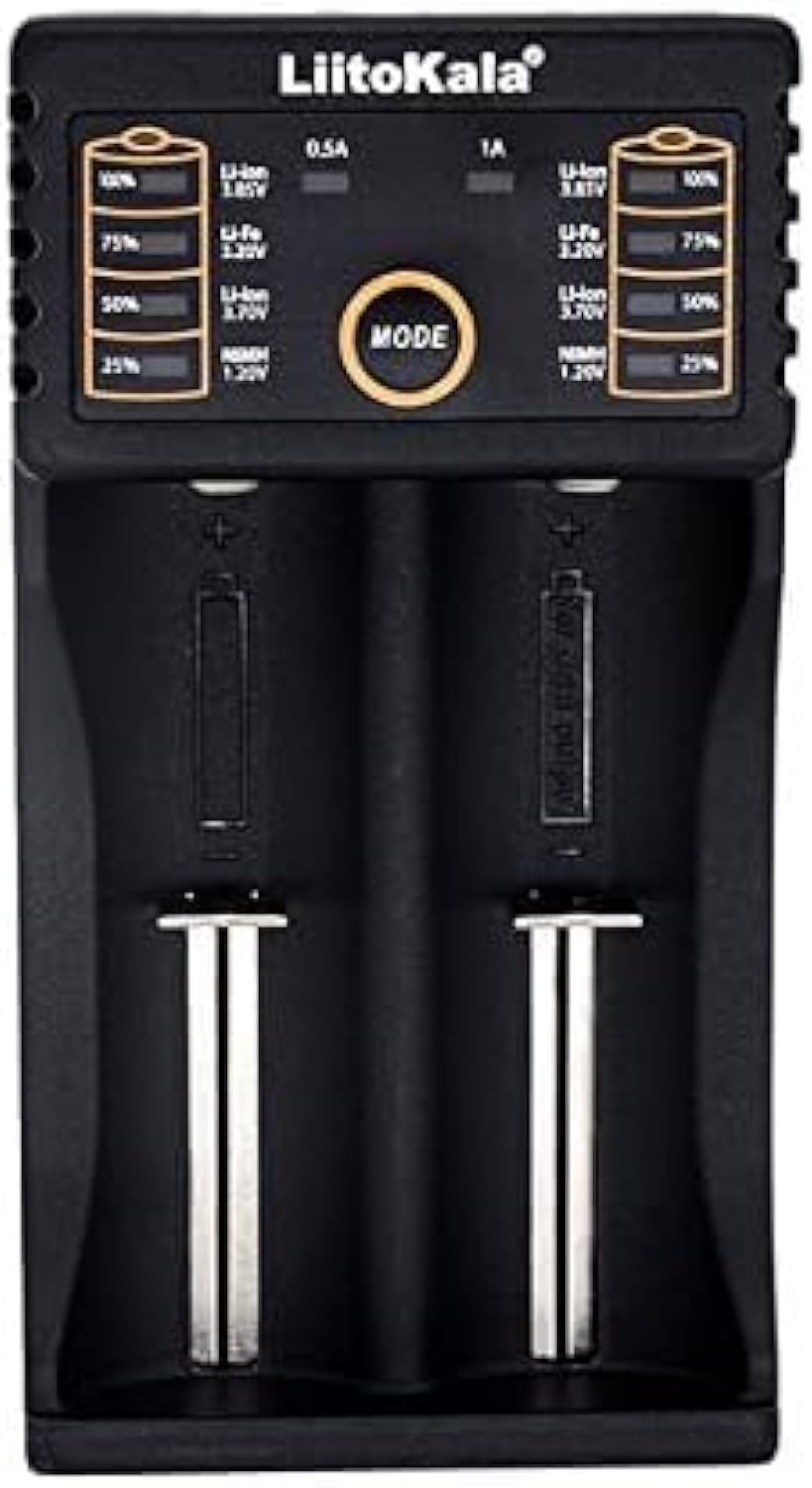 KATGROCHIR Universal Dual Battery Charger, 3.7V Li-ion Rechargeable Battery 18650 18490 18350 17670 17500 16340(RCR123) 14500 10400 Lithium Batteries Dimensions Centimeters Black