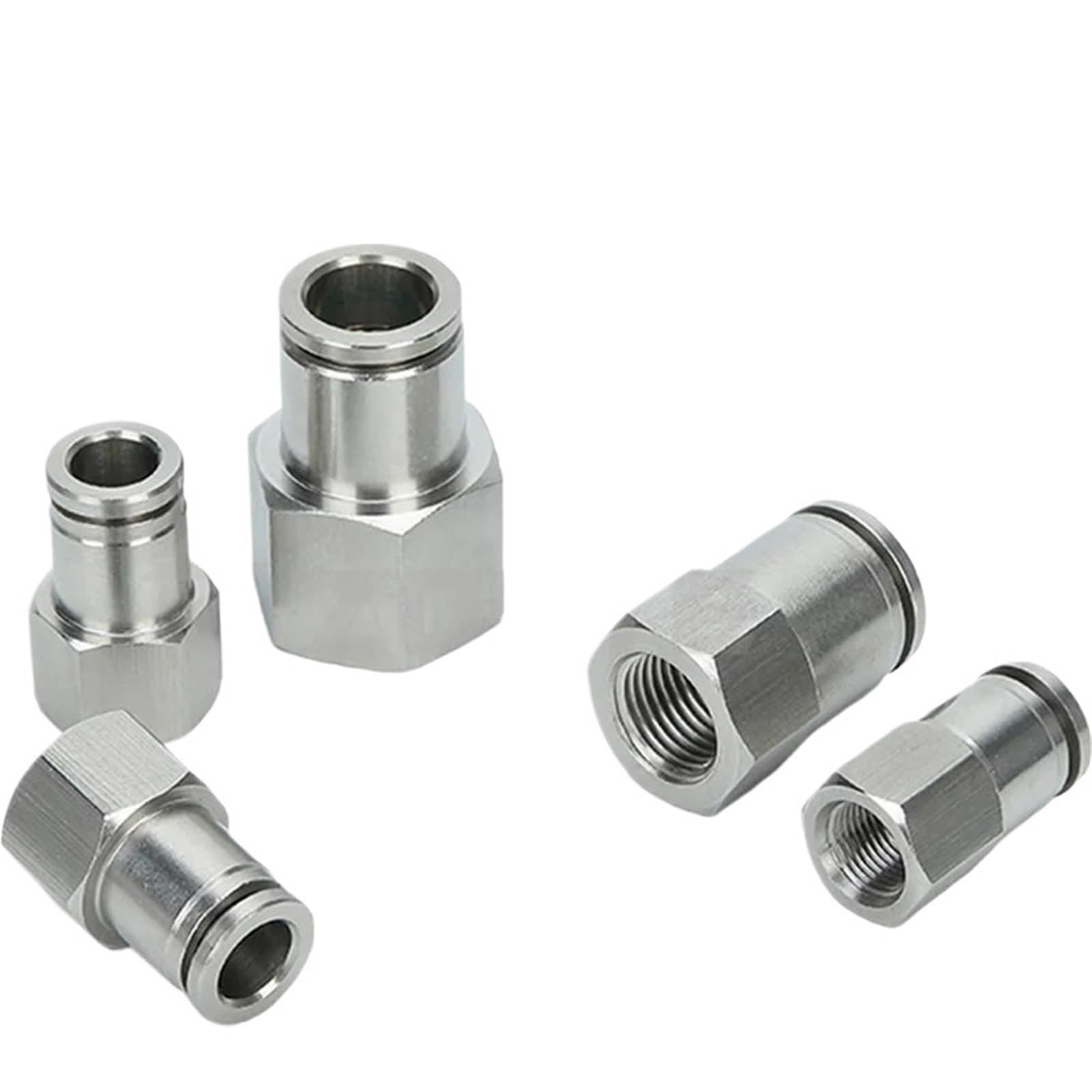 PCF giunto rapido pneumatico 304 filettatura interna in acciaio inox compatibile con tubi dell'aria da 1/8 1/4 3/8 1/2 pollici (4 mm-12 mm) 10 pezzi (PCF10-01)