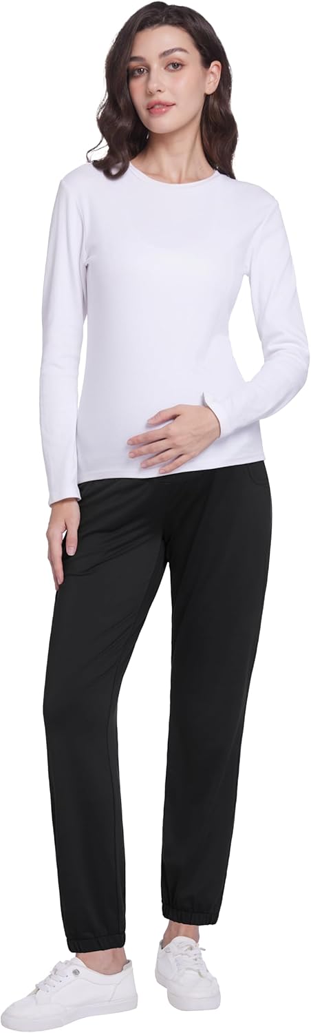 V VOCNI Maternity Joggers Cinch Bottom Sweatpants Lounge Workout Running Travel Athletic Pregnancy Pants - Image 5