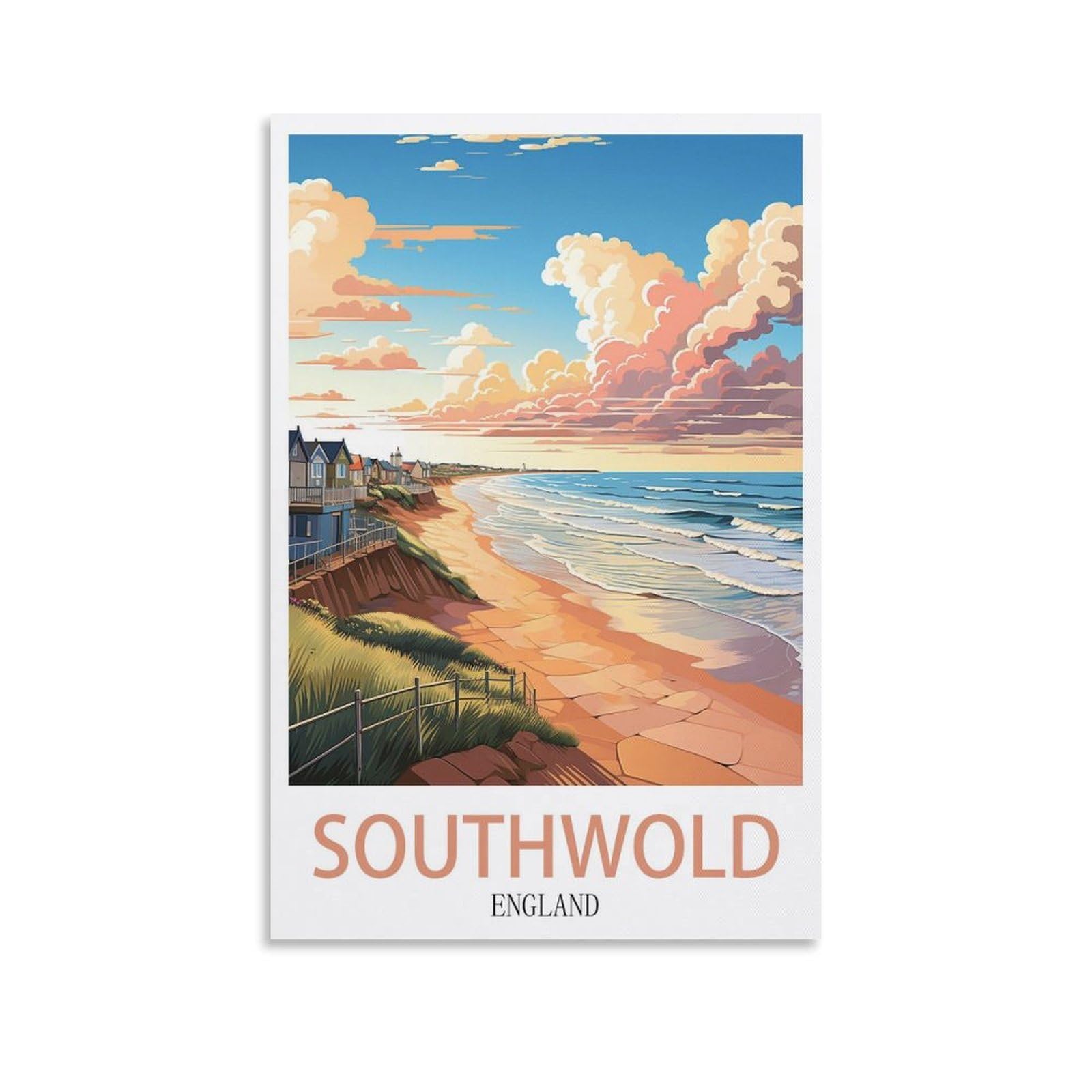 EZMLFA 5D Diamond Painting Kits for Adults,Southwold Beach,Diamond Painting,Landscape Gem Art Kits Adult and Crafts Home Decor 50x60cm