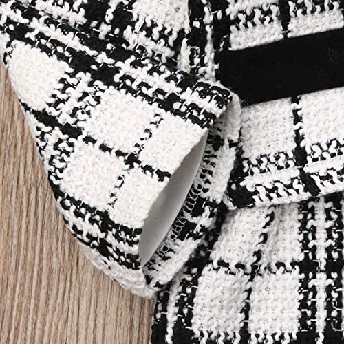 2Pcs Infant Baby Girl Plaid Cardigan + Long Sleeve Shirt Dress Patchwork A-line Skirt Sets4