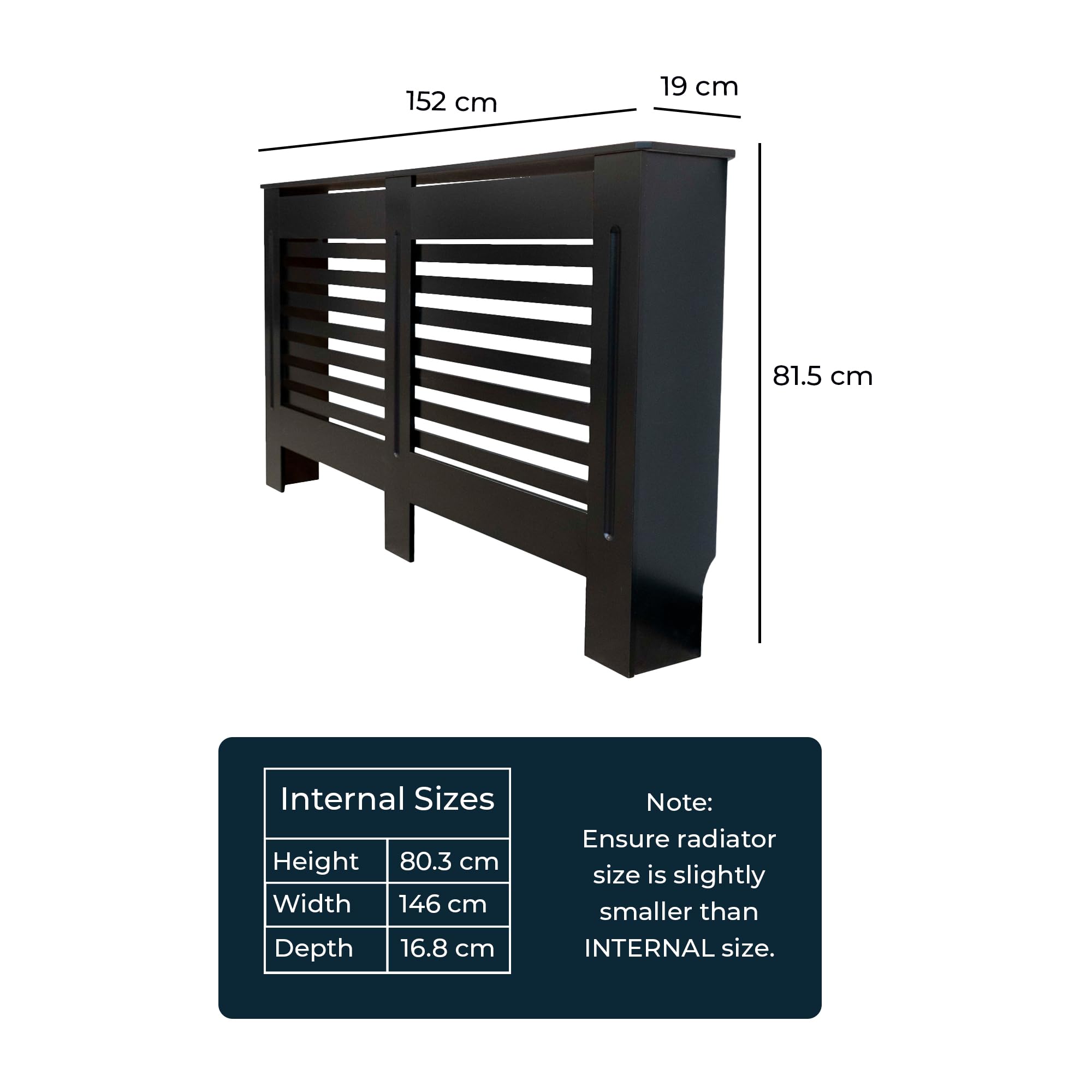 Jack Stonehouse Radiator Cover Black Paint, Over Radiator Shelf Clip On With Horizontal Slats - Image 3