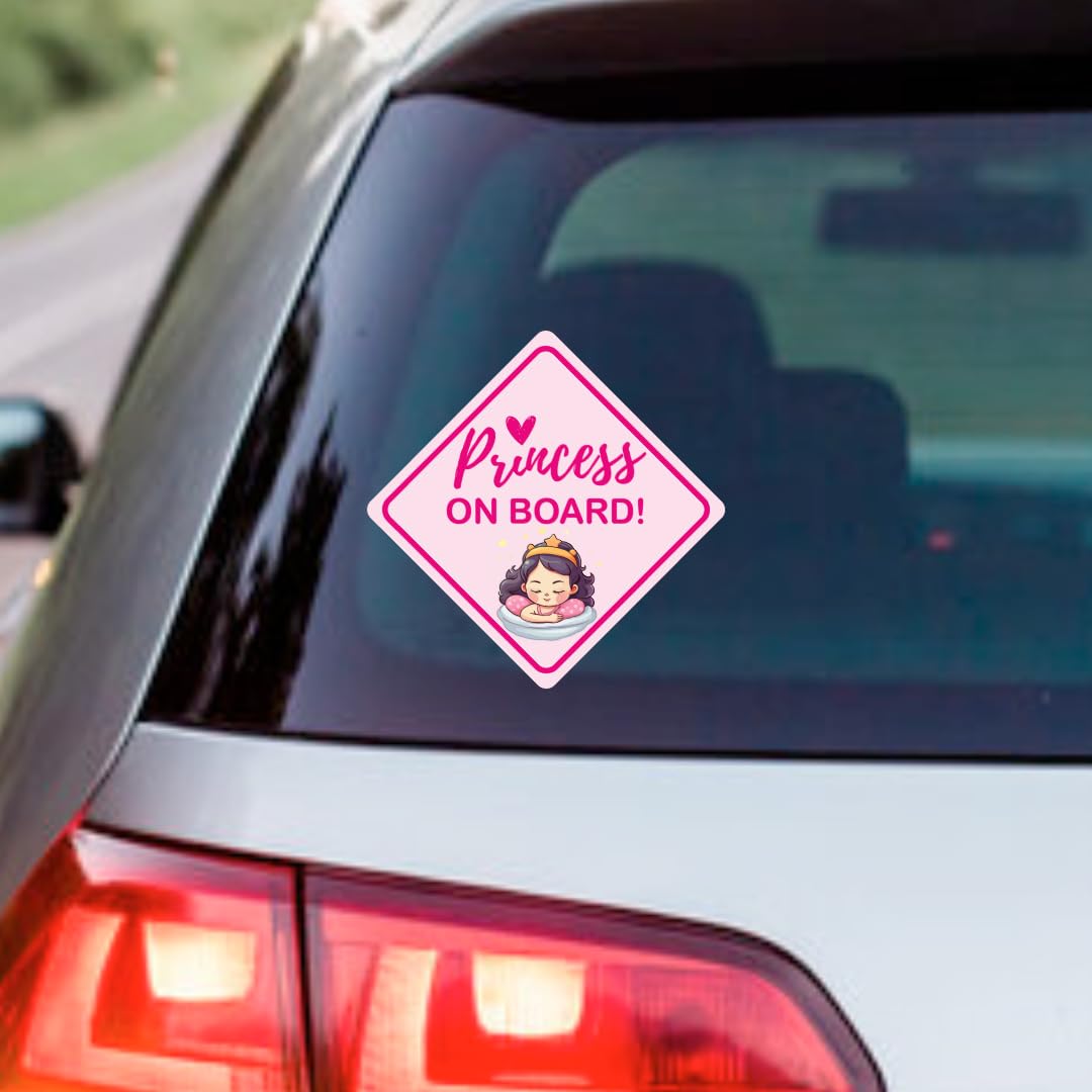 Baby on Board - Adhesivo de princesa a bordo para autos, adorable bebé a bordo extraíble, sin imanes, ventosas o daños en la pintura, bebé a bordo (paquete de 2)