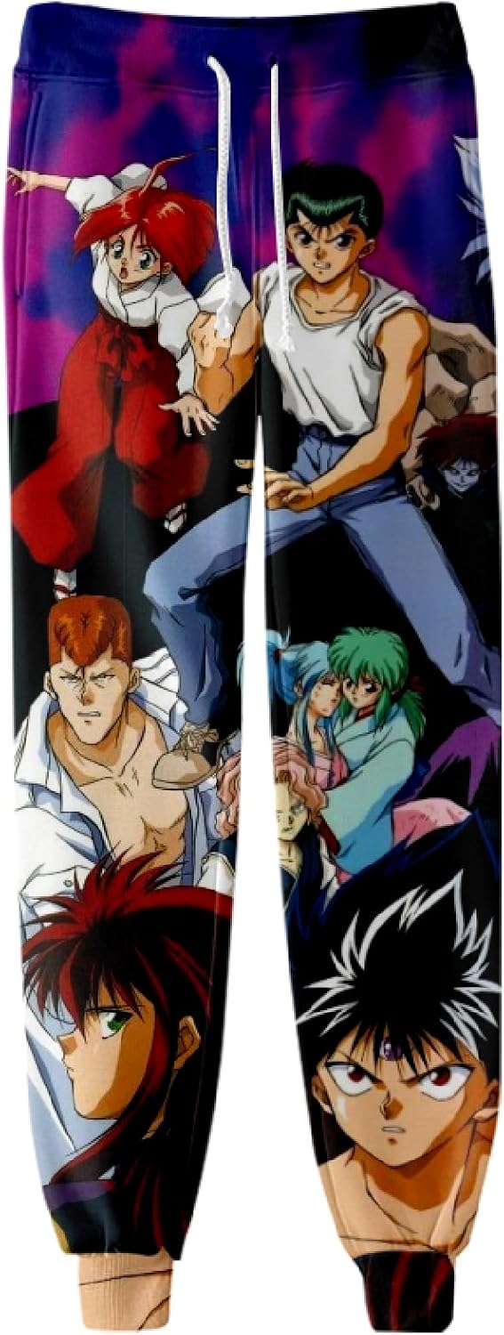 ISaikoy Anime Yu Yu Hakusho Pants Yusuke Urameshi Trousers Gym Joggers Drawstring Sports Sweatpants