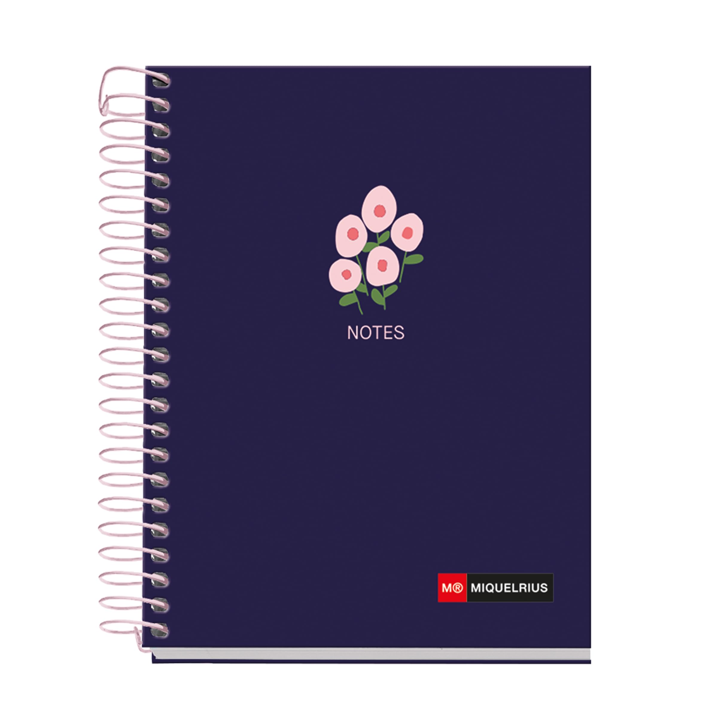 Miquelrius - Cahier A6 petits carreaux 5 mm, 120 feuilles microperforées 4 couleurs multi-matières, papier opaque 70 g/m², couverture carton extra rigide, spirale, Sans perforations, Spring